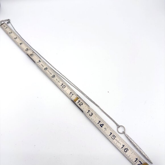 TCS Touchstone Crystal Bar Pendant Necklace Clear Silver Tone Elongated 34" - Picture 11 of 12